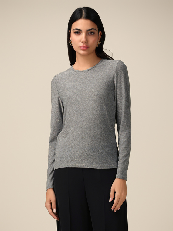 Long-sleeved lurex T-shirt