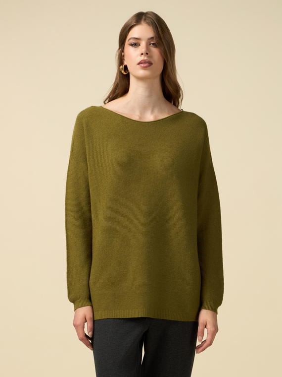 Sweater with boat neckline