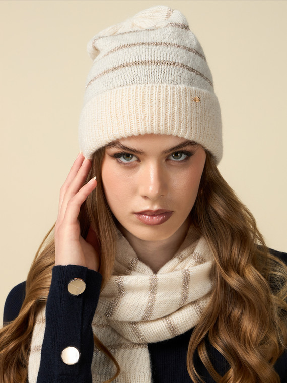 Striped lurex beanie