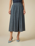 Denim-effect linen-blend midi skirt image number 3