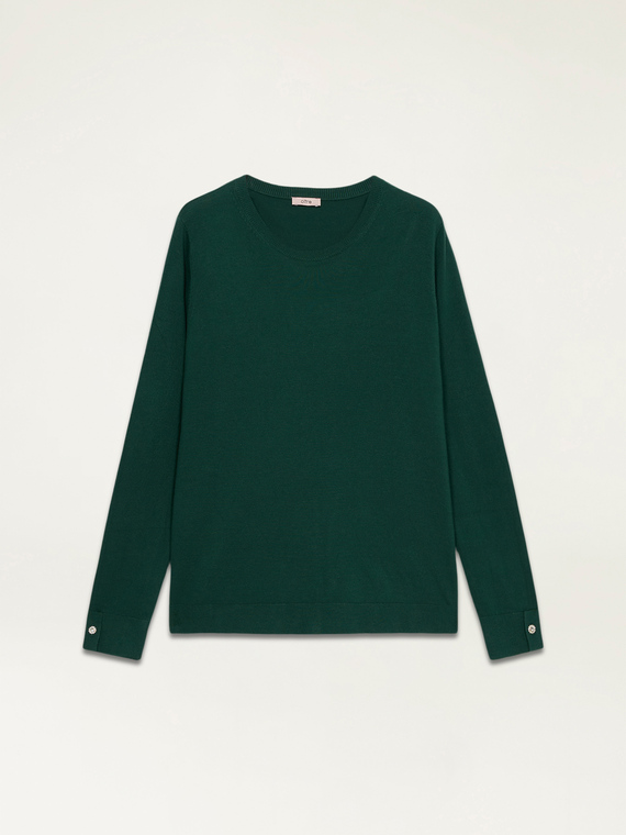 Crew-neck sweater with jewel buttons