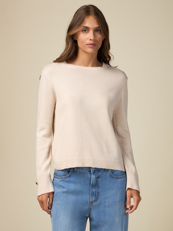 Maglia misto cashmere con bottoni gioiello