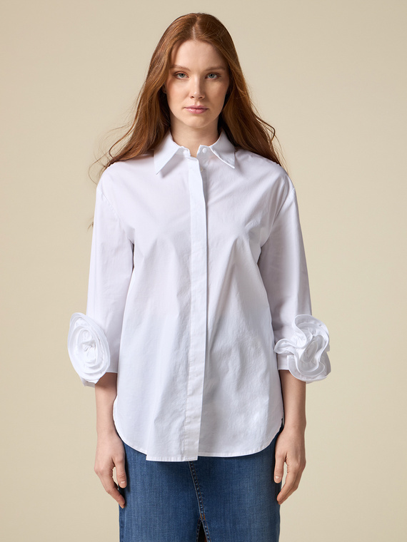 Oversize poplin shirt with rose detail