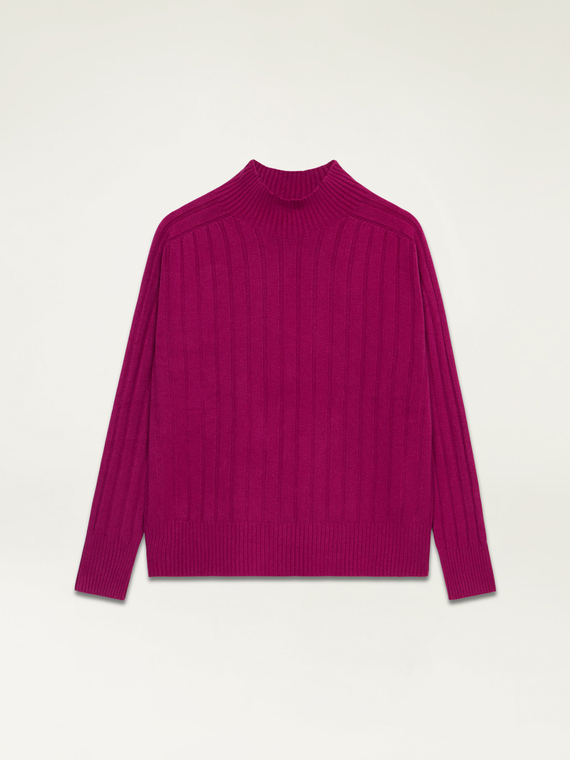 Flat rib-knit turtleneck sweater