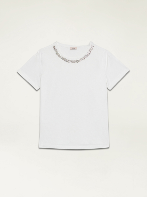 T-shirt with jewel embroidery