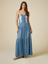 Denim dress with embroidery image number 0