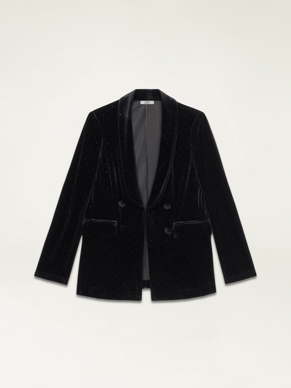 Blazer in velluto con cristalli