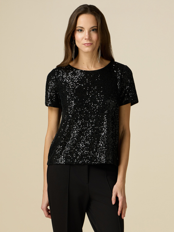 Blusa maniche corte in paillettes