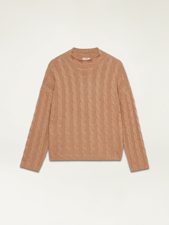 Cable-knit cashmere blend sweater