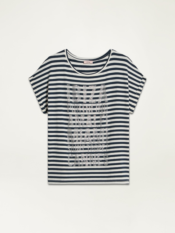 Striped T-shirt with crystals