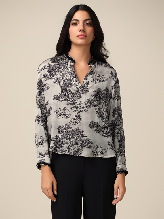 Patterned satin blouse