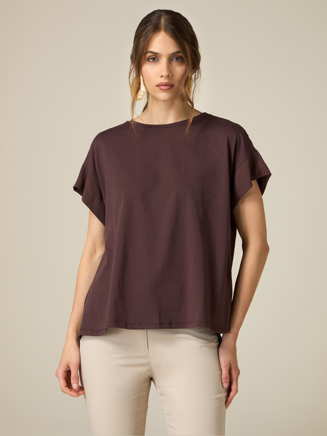 Oversize-T-Shirt aus zwei Materialien image number 0
