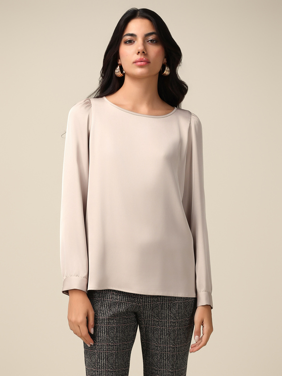 Blusa bimaterica maniche lunghe