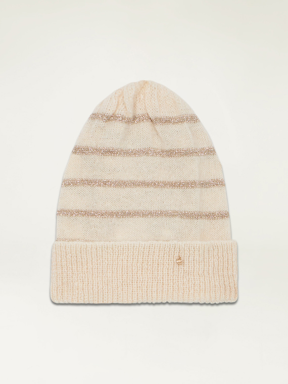 Striped lurex beanie