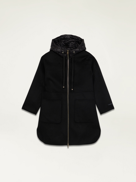 Cloth coat with nylon hood