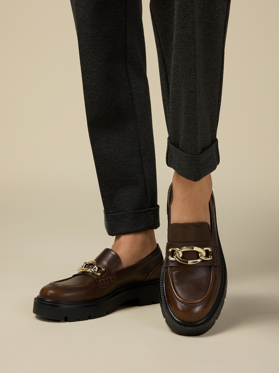 Loafers with lug sole