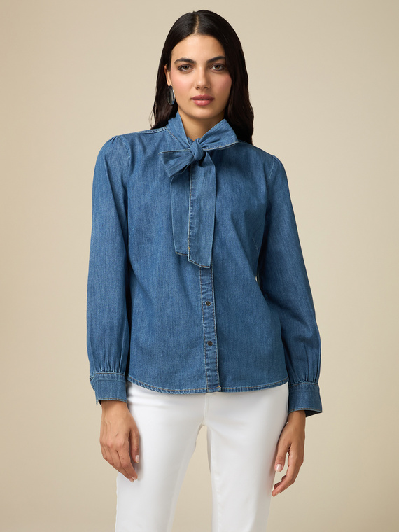 Camicia in denim con fiocco