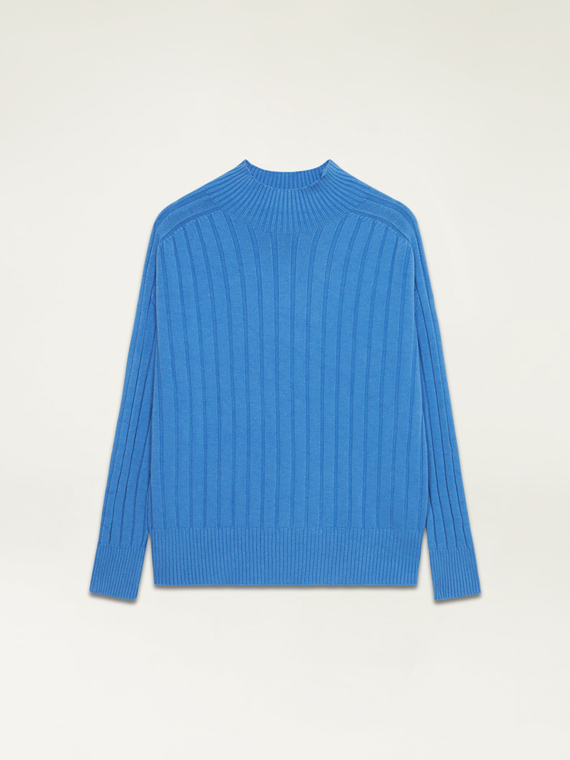 Flat rib-knit turtleneck sweater