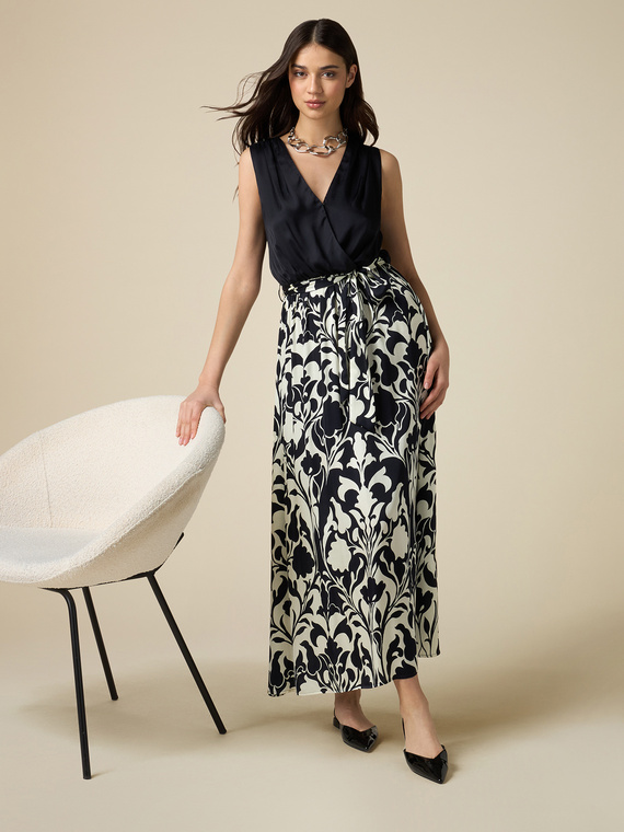 Long dress with patterned skirt