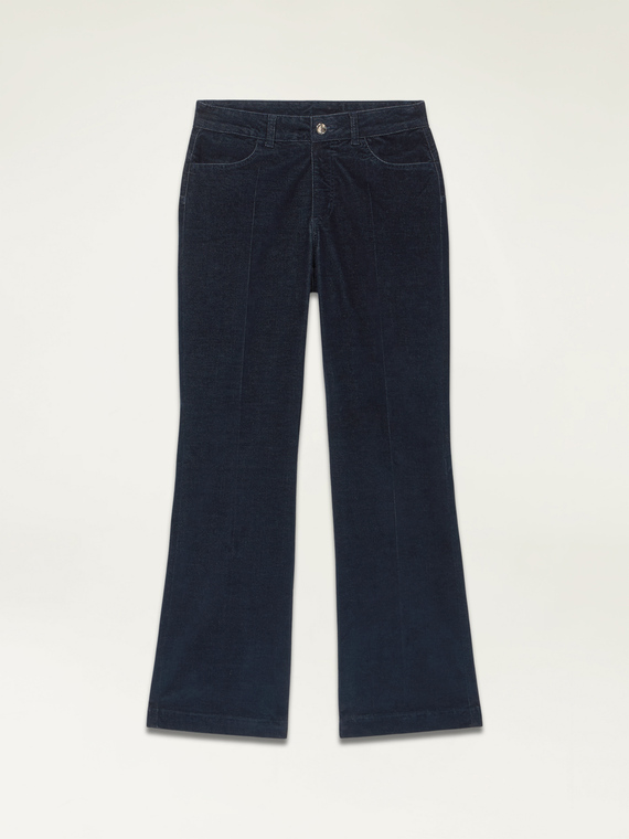 Flared trousers in velvet effect denim