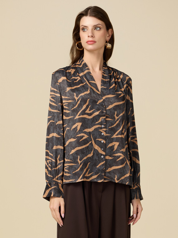 Patterned satin shirt