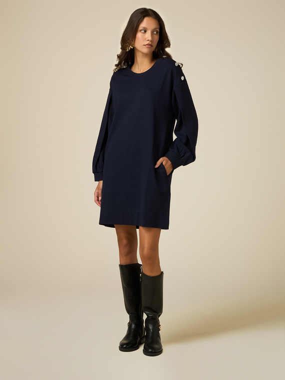 Fleece dress with buttons