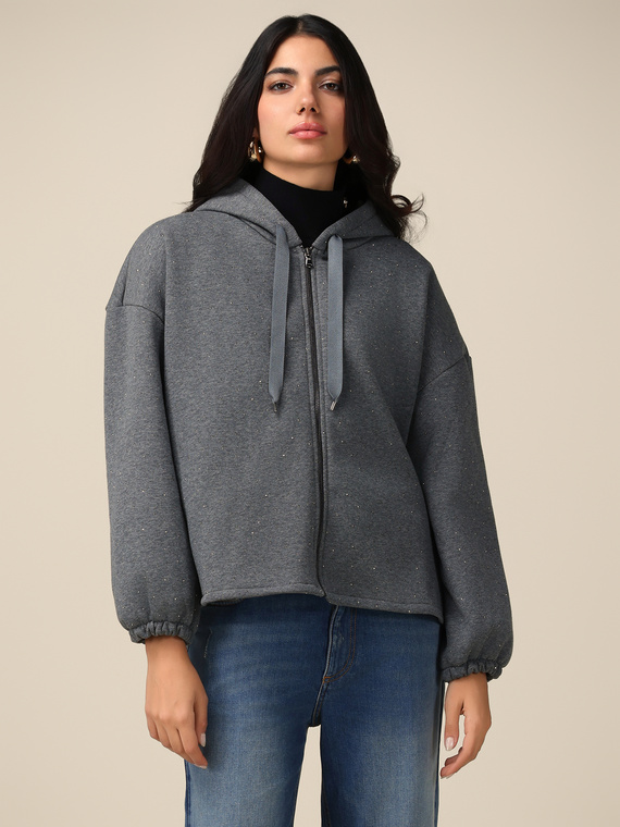 Jacke aus Sweatshirt-Stoff mit kleinen Nieten