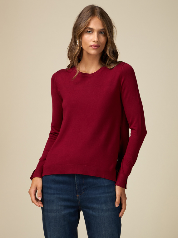 Crew-neck sweater with jewel buttons