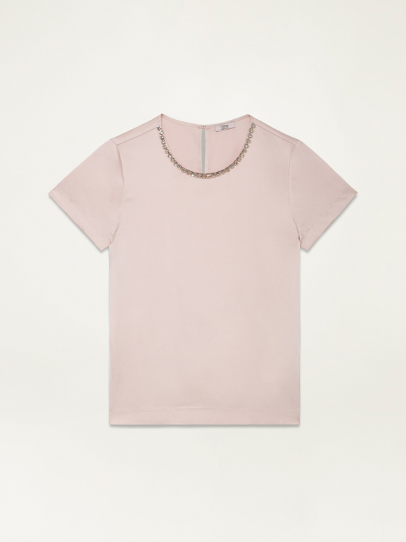 Blusa in raso con castoni