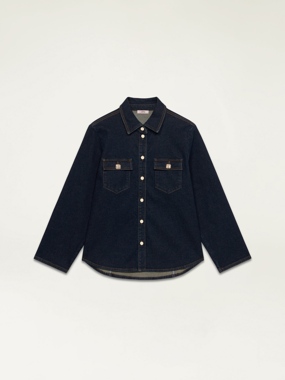 Denim shirt with jewel buttons