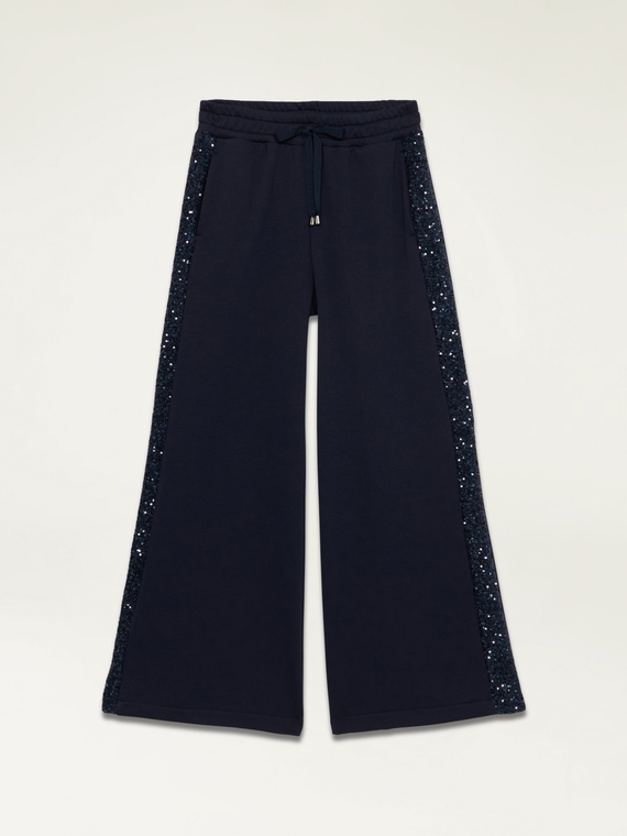 Joggers wide leg con paillettes