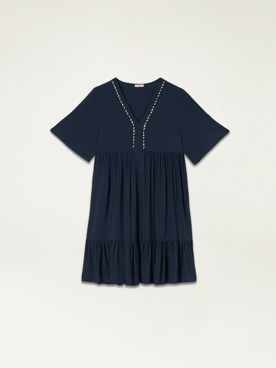 Flared dress with two-colour trim