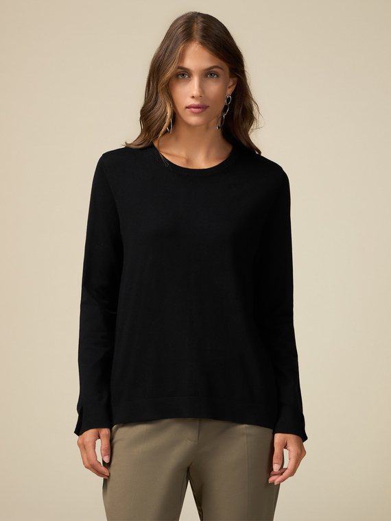 Crew-neck sweater with jewel buttons