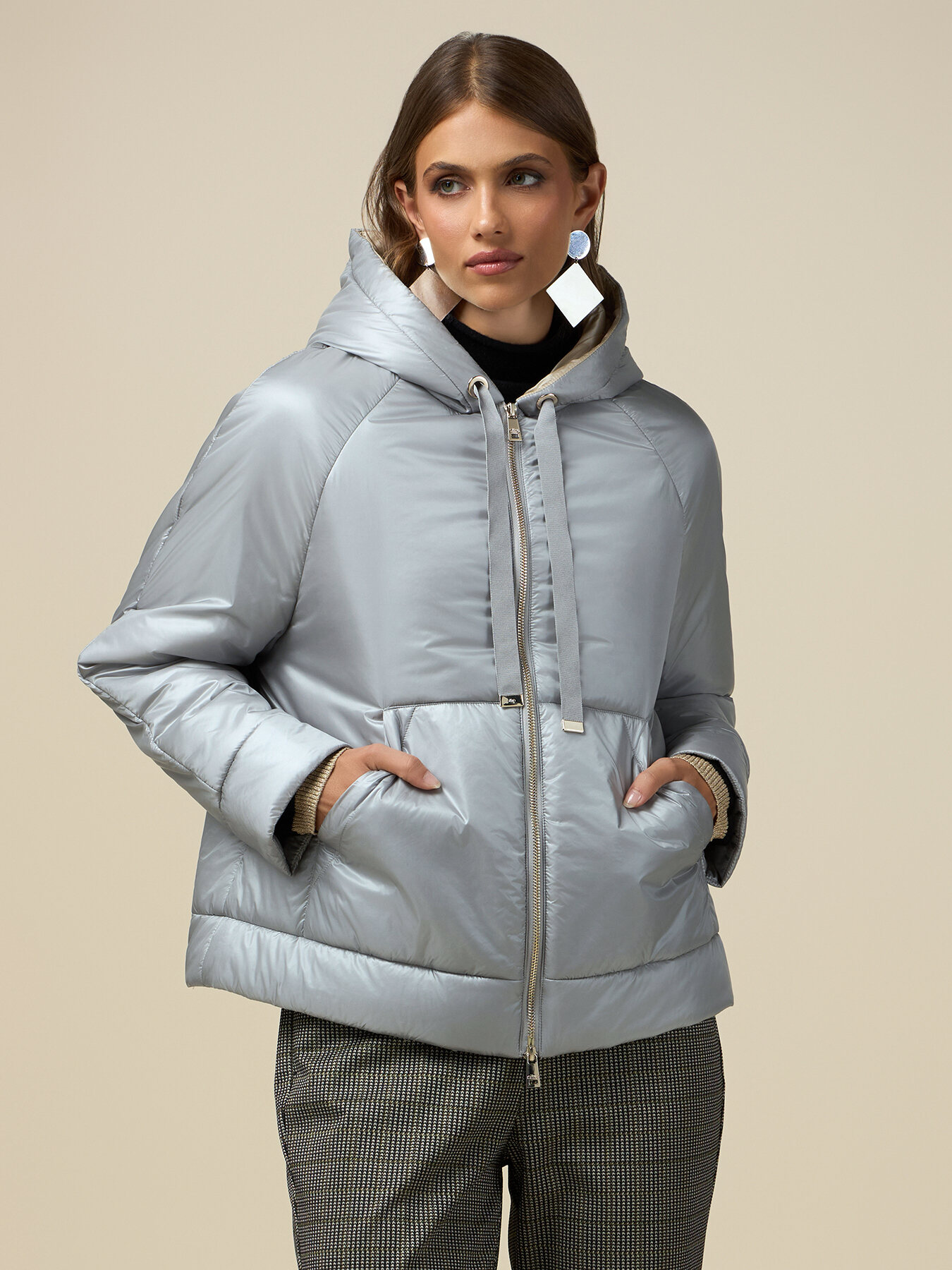 Grey women's jacket with hood best sale