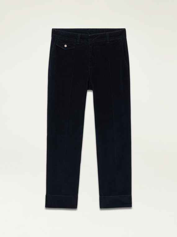 Regular-fit trousers in velvet-effect denim