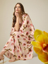 Long floral satin dress image number 3