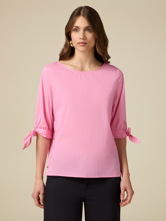 Blusa in popeline con bottoni