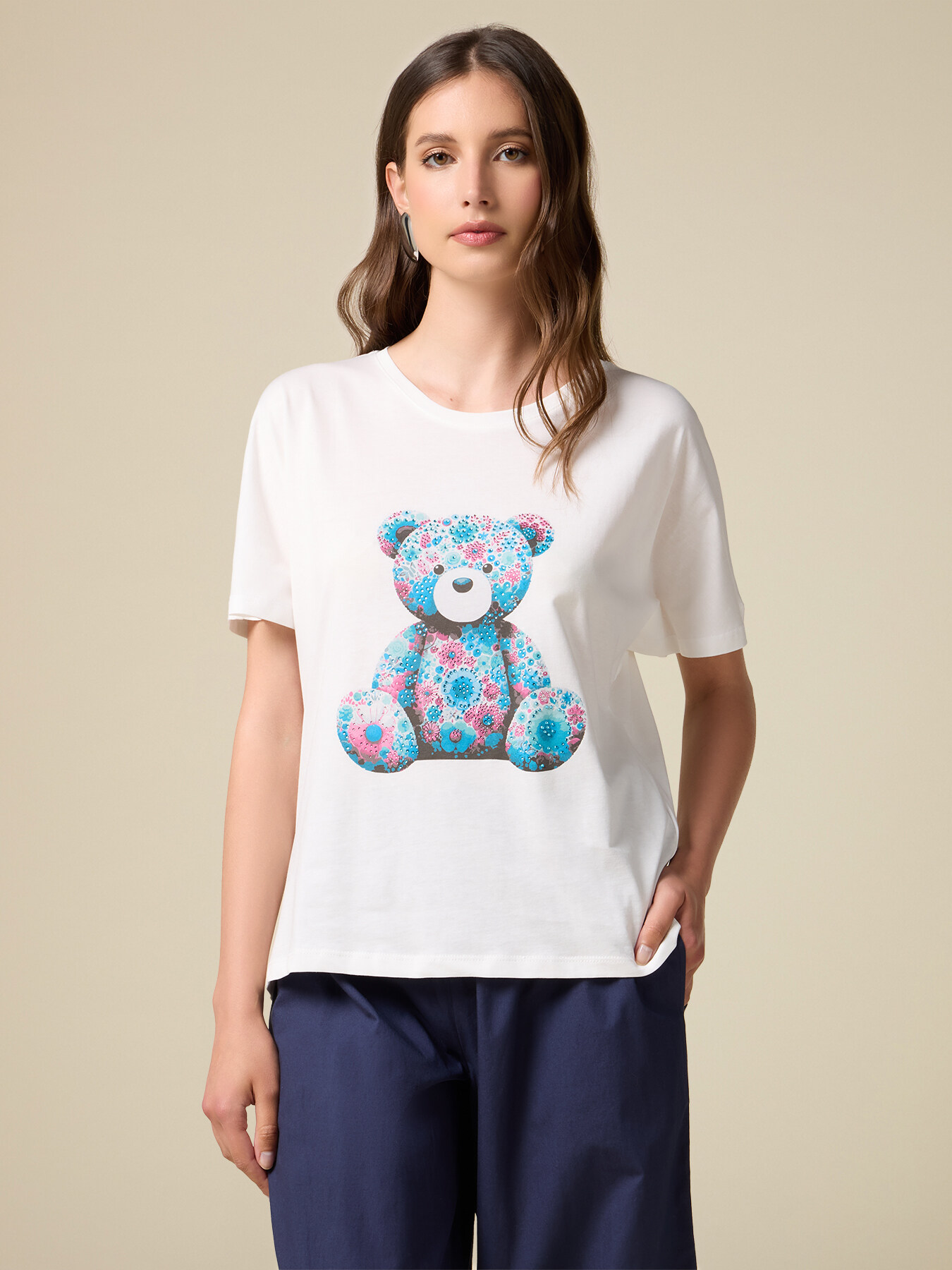 T-shirt with print and appliqués image number 0