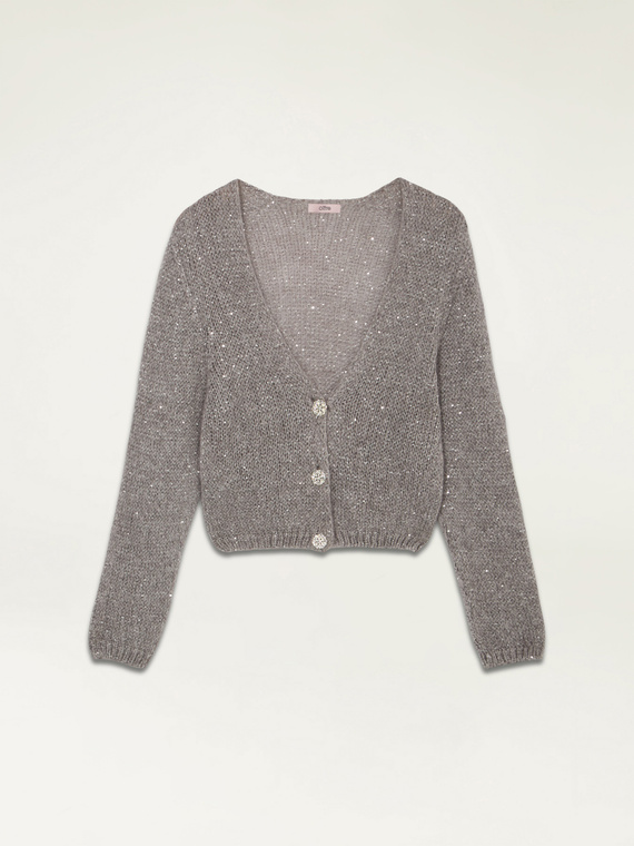 Mohair blend cardigan with jewel buttons