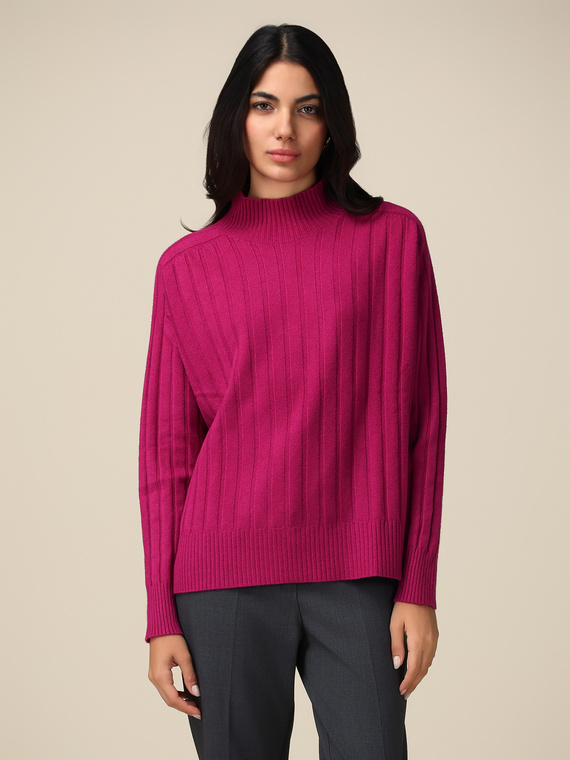 Flat rib-knit turtleneck sweater