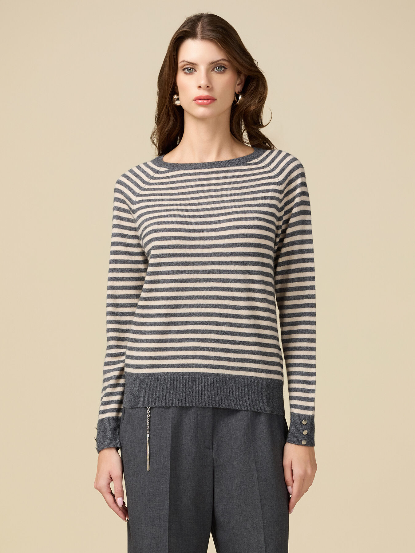 Maglia misto cashmere a righe image number 0