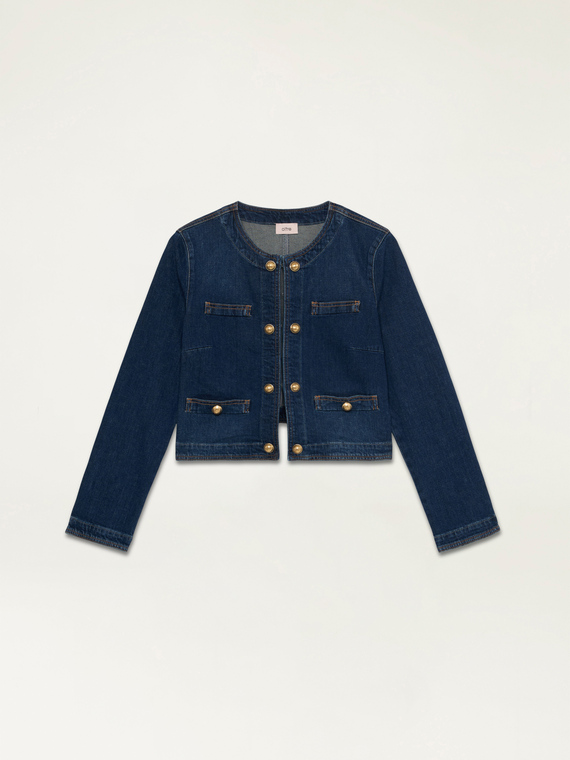 Denim jacket with army buttons