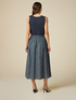 Denim-effect linen-blend midi skirt image number 1