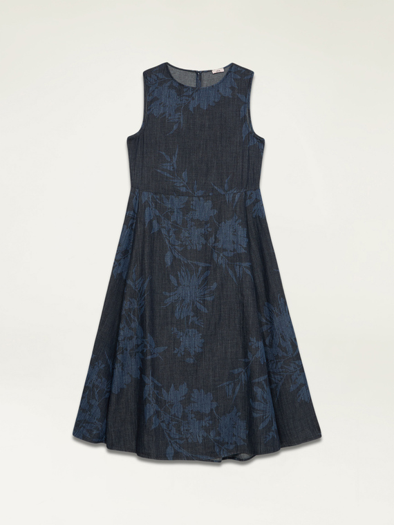 Robe longue en denim imprimé