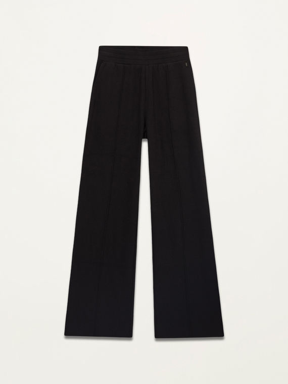 Wide leg tricot effect trousers