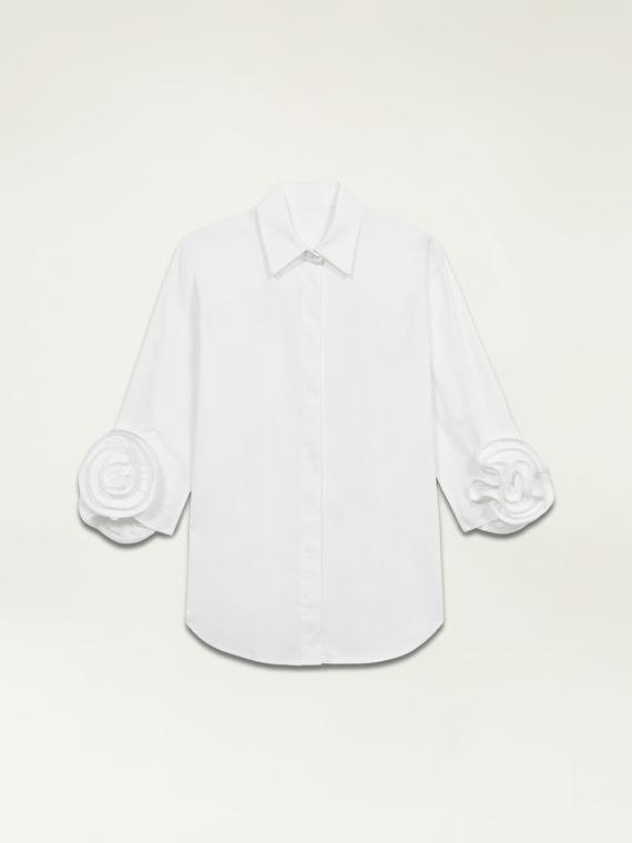 Oversize poplin shirt with rose detail