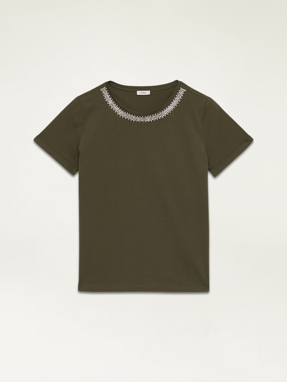 T-shirt with jewel embroidery